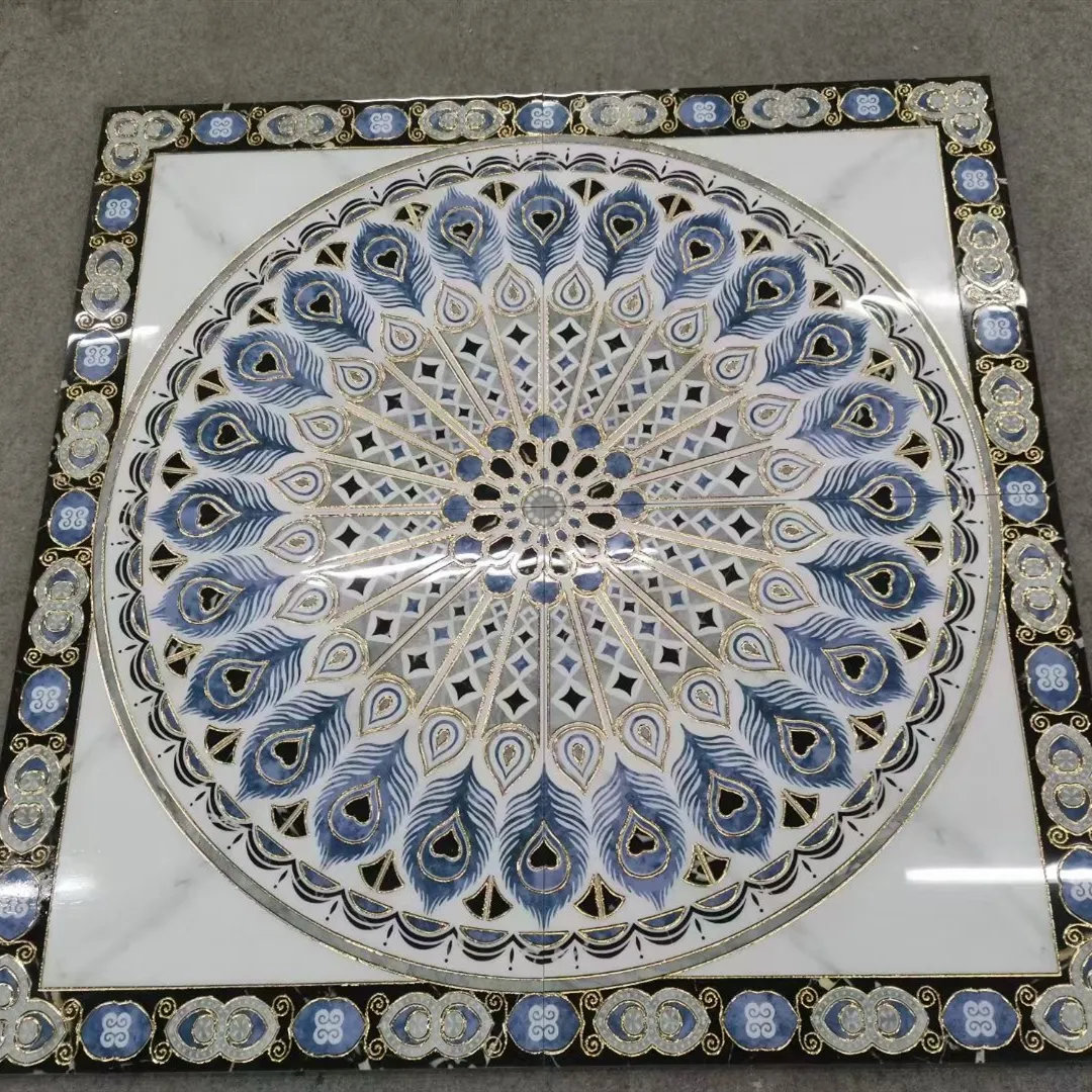 Azulejos de porcelana de cristal 3d, 1600*1600mm, telhas de piso dourado para sala de jantar