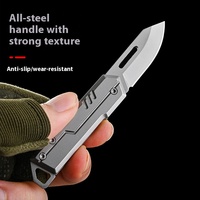 D2 Mini couteau pliant de poche pliable portable en acier inoxydable sans serrure clé accès camping lame utilitaire tranchante avec porte-clés