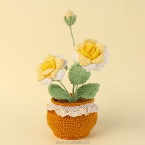 Flor de Rosa Tejida a Crochet con Hilo de Lana, Planta Artificial en Maceta, Decoración para el Hogar, Regalo para el Día de la Madre, Maestras, Graduación/Navidad - Product Image 2