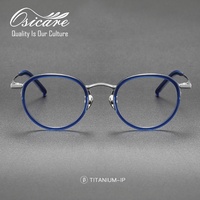 Monturas de Gafas Clásicas de Titanio Puro y Acetato Mixto, Color Carey, para Hombre, Modelo Yvan 999.9