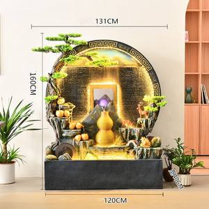 Nouvelles fontaines d'eau circulantes chinoises en roche artificielle, décoration murale en fibre de verre Feng Shui en forme de gourde pour la maison, le jardin et le bureau - Product Image 4