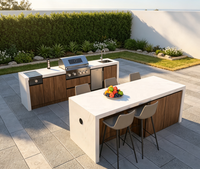 Station de divertissement modulaire autonome pour cuisine et bar extérieurs, mobilier extérieur résistant aux intempéries pour projets de modernisation de terrasses