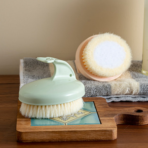 Cepillo de Baño Ovalado de PP de Estilo Moderno con Mango Corto Zenidoo, Herramienta Mágica de Limpieza Corporal con Cerdas Suaves y Toalla de Baño para Niños y Bebés - Product Image 2