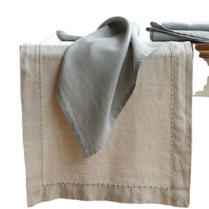 100% Pure Flax Linen <strong>Table</strong> <strong>Runner</strong> <strong>and</strong> <strong>Placemat</strong> <strong>Set</strong> Woven with Beautiful Embroidery - Product Image 1
