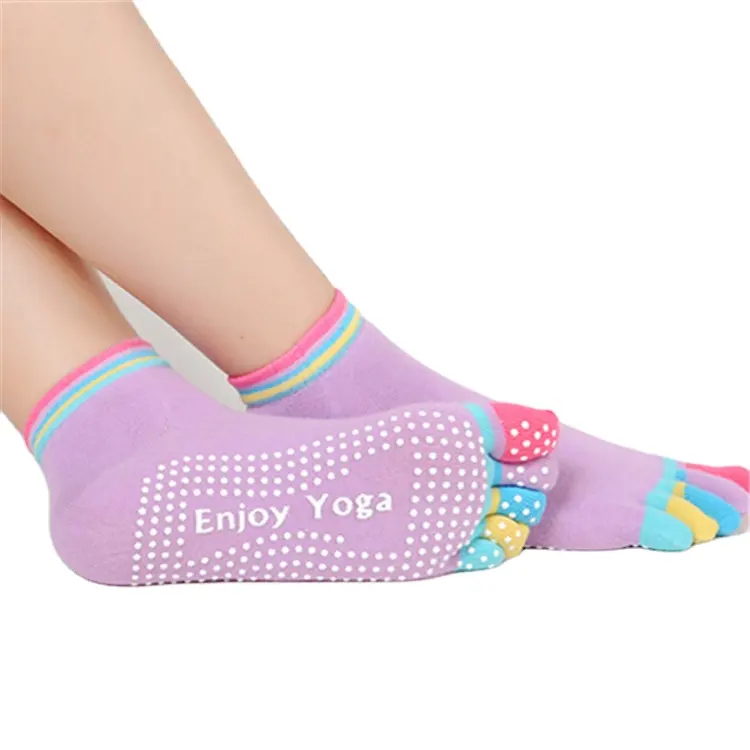 Manufacturers 5 Fingers Grip Toe Cotton Knit Ankle Yoga Socks Anti Slip
