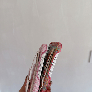 Patrón tejido Corazón Muñequera Titular Tarjeta Bolsa Funda de teléfono para Iphone17 16 Pro <span class=keywords><strong>Max</strong></span> 15 14 13 12 11 Calidad garantizada - Product Image 5