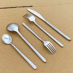 Classic <b>Fish</b> Scales Textured Handle Flatware Set Mirror Silver 18/0 Stainless Steel <b>Knife</b> Fork Spoon for Wedding Party - Product Image 3