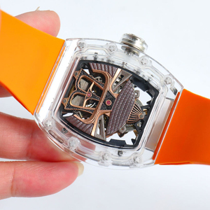 Men's Samurai Style Transparent Crystal <b>Skeleton</b> Mechanical <b>Watch</b>, Torn-Shaped <b>Automatic</b> <b>Watch</b> - Product Image 6