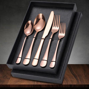 Luxury 5pcs Stainless Steel Gold Flatware Eco-Friendly Tableware Cutlery <b>Knife</b> and Fork <b>Set</b> for Weddings - Product Image 1