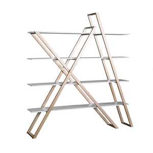 Étagère moderne abstraite en bois <span class=keywords><strong>Etagere</strong></span> blanc et or - Product Image 1