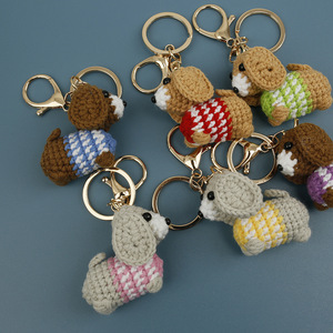Sevimli El Yapımı Amigurumi İplik 3D Tığ İşi Dachshund Anahtarlık Oyuncak Örme Mini Evcil Hayvan Köpek Yavrusu Bebek Lüks Çanta Süsü Kolye Ucu - Product Image 5