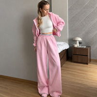 Ensemble jogging en velours pour femme, coupe ample, style streetwear décontracté, tenue deux pièces longue, fournisseur en gros pour commandes en vrac