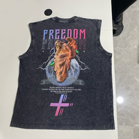 100% pamuk özel logo spor artı boyutu erkekler için Vintage asit yıkama kolsuz tank Tops