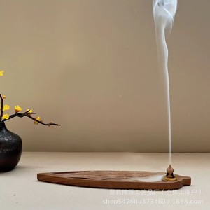 Walnut Wood <b>Incense</b> Burner Hand Made <b>Backflow</b> <b>Incense</b> Holder Religious Temple Use Gift Box Plant Model 26552 - Product Image 3