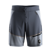 Shorts de surf longs pour homme, style gentleman, avec cordon de serrage ajustable à la taille, gris ardoise et gris clair, poches inférieures zippées, respirant