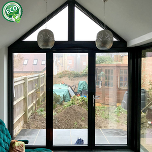 Puertas Pivotantes de Vidrio para Entrada Residencial Nuevas de 2026, Puerta Doble Asimétrica Protectora de Aluminio Fundido para Villa - Product Image 1