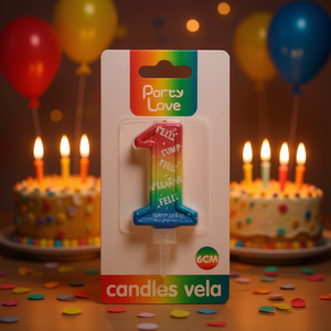 Vela de Cumpleaños con Número 1 Multicolor de 6 cm, Decoración para Fiestas - Product Image 1