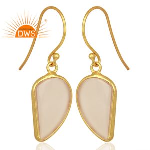 Handmade Silver Earrings 14k Gold Plated Jewelry Wholesale Mango Shape Chalcedony Gemstone Dangle Earrings - Product Image 2