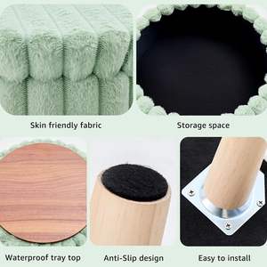 Peluş Faux kürk sandıklı tabure cabrio sehpa gizli depolama organizatör oturma odası yatak odası dekoru çıkarılabilir tepsi ile - Product Image 4