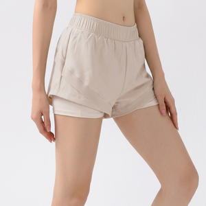 Shorts Deportivos Elásticos de Cintura Alta para Mujer, Doble Capa, con Bolsillo Oculto para Teléfono, Transpirables, de Secado Rápido, para Correr y Hacer Ejercicio, Venta al Por Mayor - Product Image 3