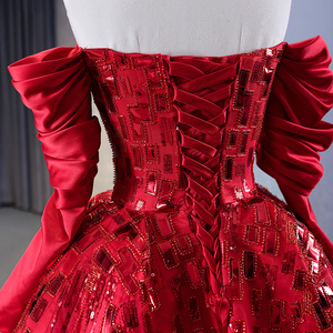 Robe de soirée modeste rouge à paillettes de haute qualité, taille plus, Jancember 231061 - Product Image 6