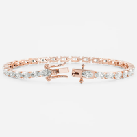 Bracelet chaîne tennis tendance TELULA pour femme en or massif 14 carats avec diamant ovale de laboratoire certifié IGI couleur D blanc