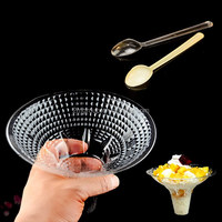 Gobelets jetables en PET de qualité alimentaire 500 ml transparents pour glace pilée avec poignée et motif floral pour le camping - Vente en gros