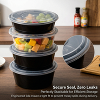 Bol rond en plastique PP de qualité alimentaire sans BPA, jetable et compatible micro-ondes, avec couvercle, conteneur transparent épaissi, taille personnalisée disponible
