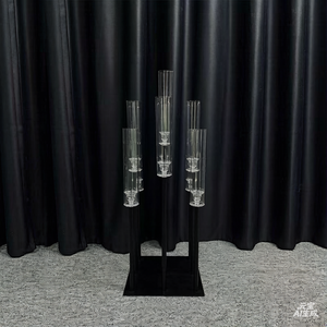 Chandelier en métal noir à 9 bras pour décoration de table de mariage, accessoire de mariage - Product Image 2