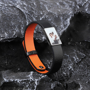 Foto personalizada Pulsera de acero inoxidable de cuero Foto Hombres Pulsera - Product Image 1