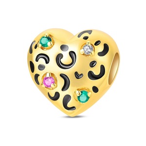 Made of white brass, plated with <b>gold</b> and set with zircon, and decorated with animal, heart, and symbol patterns - Product Image 4