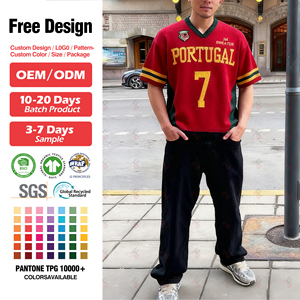 Fabricante de prendas de punto OEM ODM personalizado diseño Logo manga corta fútbol suéter letra Jacquard bordado fútbol tejido <span class=keywords><strong>Jersey</strong></span> - Product Image 3