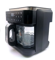 Friteuse à air électrique sans huile, moderne, carrée, en verre, à commande numérique, avec fonction grill, 5,1-6,0 L, à panier unique, économe en énergie, pour usage domestique