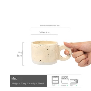 Taza de cerámica de alto valor de color, diseño moderno de tinta de salpicaduras, taza de agua bonita amasada a mano para fiesta de oficina, suministro de té y café al por mayor - Product Image 6