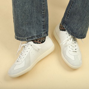 Baskets d'entraînement allemandes rétro décontractées en cuir pleine fleur, color-block, à lacets, pour l'été, à bout carré et antidérapantes - Product Image 6