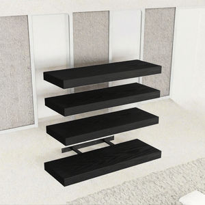 Vendita calda Set di 6 scaffali in legno galleggiante per soggiorno intagliato a doppio livello con gancio di installazione tecniche di iniezione - Product Image 2