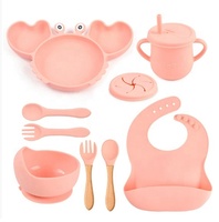 Ensemble de vaisselle pour enfants, bavoirs, assiettes, bols, cuillères, autres accessoires d'alimentation pour bébés, ensemble de vaisselle en silicone pour bébés