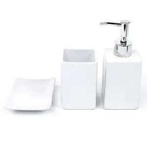 Set aksesori kamar mandi, keramik putih bentuk sederhana untuk dekorasi Hotel