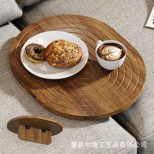 Wooden <b>Snack</b> <b>Tray</b> Oval Solid Wood Non Slip Home Use Serving <b>Tray</b> - Product Image 1