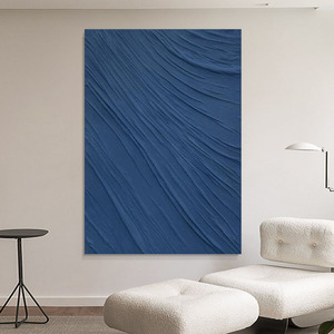Pintura de textura abstracta hecha a mano, marco blanco, arte de pared minimalista moderno rectangular para decoración de fondo de sofá de sala de estar - Product Image 4