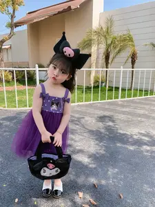 Gaun pakaian bayi imut Korea halter ungu modis kartun gaun anak perempuan modis gaun anak-anak untuk anak-anak