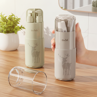 Etravel Organisateur de toilette de luxe en plastique, ensemble de 5 pièces, avec miroir intégré, peigne et deux gobelets amovibles pour bain de bouche, gain de place pour la maison