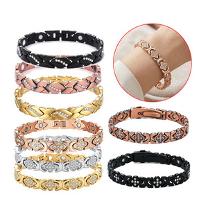 Fashion <b>Bangle</b> Rhinestone Magnetic Bracelet <b>Copper</b> Alloy Flower Pattern Women's Jewelry Gift - Product Image 1