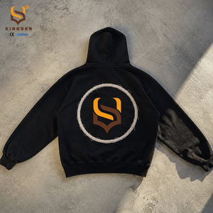 Sweat-shirt à capuche unisexe oversize délavé effet soleil, avec logo personnalisé appliqué et brodé, style streetwear - Product Image 1