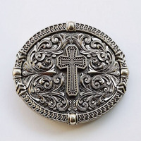 Boucle de ceinture croisée de prière en alliage de zinc personnalisée Ovale Vintage Western Design Cowboy Cowgirl Plaque Boucle pour ceintures en cuir denim