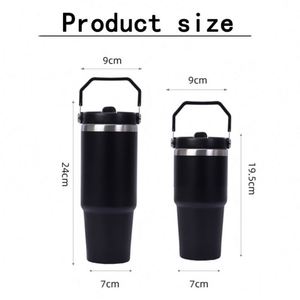 30oz Travel <b>Coffee</b> Mug with Flip Straw Sublimation Blank Tumblers Vacuum Insulated Tumbler with Handle for Adults for Giveaways - Product Image 3