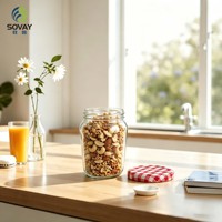 Pot en verre alimentaire à large ouverture de 500 ml, récipient vide haute transparence pour produits fermentés et emballage de confiture en détail