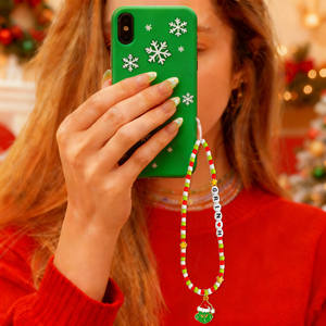 Cadena de muñeca estilo boho para teléfono móvil, llaves, tarjeta de identificación, con cuentas de arcilla, letras, amor y mariposas, ideal para el verano. - Product Image 6