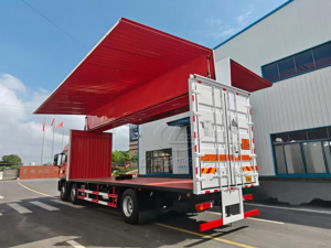 Camion fourgon HOWO 6X2 à ailes battantes, moteur diesel, norme Euro, avec système hydraulique pour la distribution en entrepôt - Product Image 2