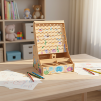 Plateau de Pachinko en bois découpé au laser, thème Vie Marine, avec labyrinthe à chevilles, lanceur coulissant, autocollants marins, kit de jeu à assembler soi-même